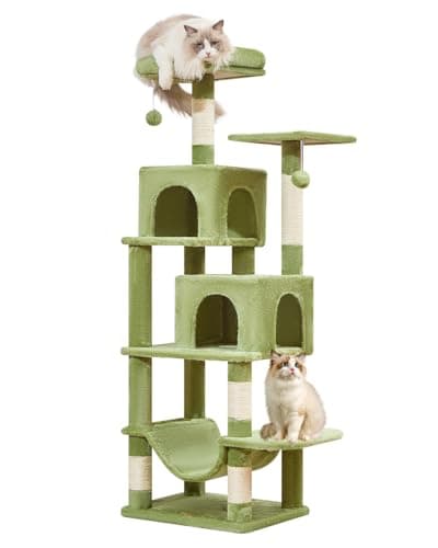 Jelly Pink Taoqimiao 61-Inch Multi-Level Cat Tree with 5 Scratching Posts — Green
