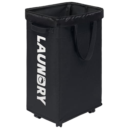 Goodpick 75L Laundry Hamper with Wheels, White — Black 1-Pack