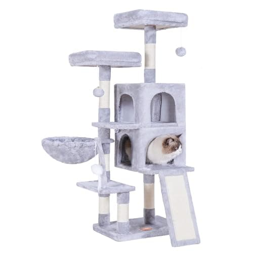 Gothic Halloween Cat Tower for Indoor Cats — Light Gray