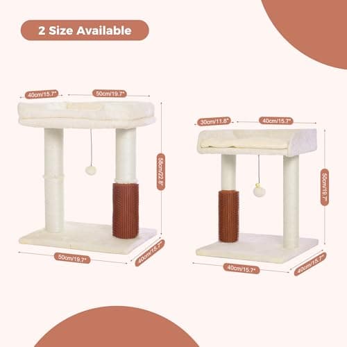 Large Cat Tree Tower with Scratch Post & Groomer - Beige
