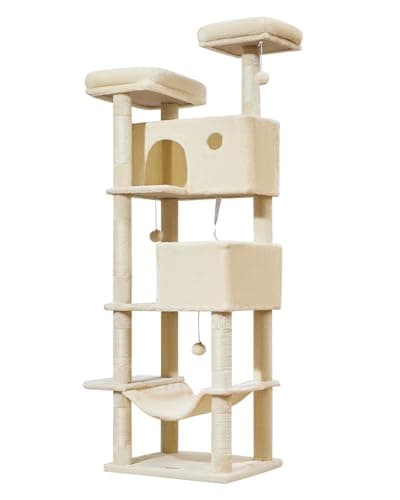 Taoqimiao Large Cat Tree with 7 Scratching Posts & 2 Perches MS030LT Cactus — Beige