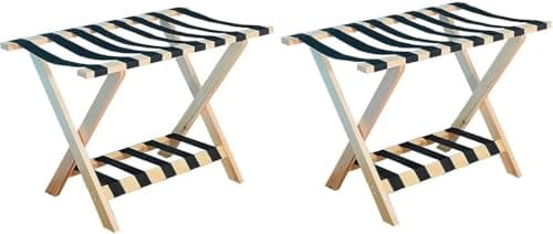 TIST Wood Color Foldable Suitcase Rack - Hotel Guest Room Set of 2