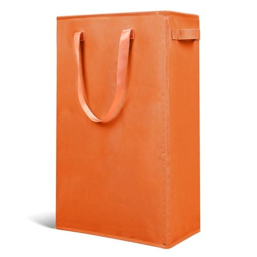 Odonata Slim Collapsible Laundry Hamper Beige 45L — Orange