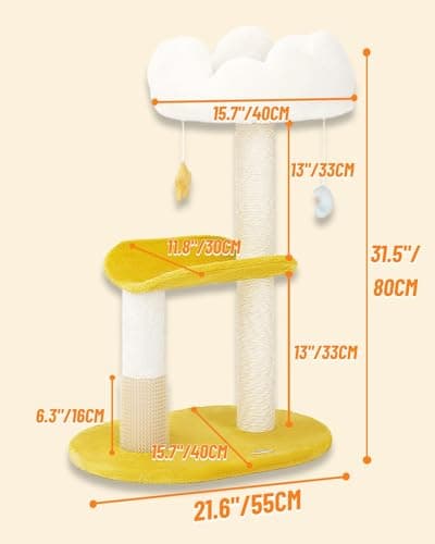 Happy N Pets Cloud Cat Tree: 31.5in Multi-Level Indoor Cat Tower