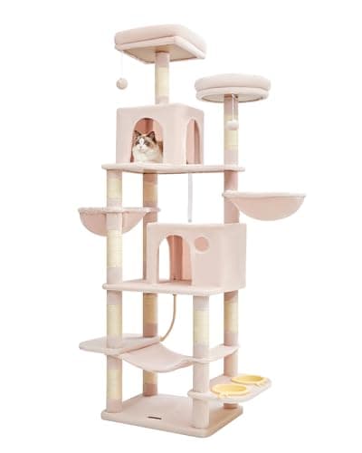 Jelly Pink Taoqimiao 61-Inch Multi-Level Cat Tree with 5 Scratching Posts — Jelly Pink
