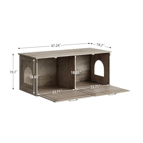 Modern Hidden Cat Litter Box Enclosure, Easy to Clean Griege PG06MWZ