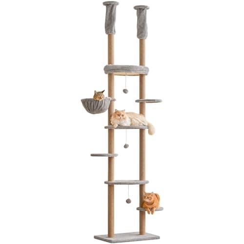Adjustable Floor to Ceiling Cat Tower with 7 Tiers and Scratching Posts - Ideal for Indoor Cats