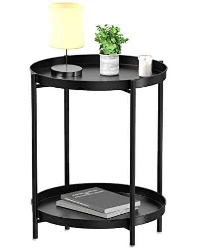 EKNITEY Waterproof Folding End Table for Living Room and Office — Black