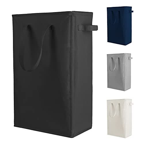 Odonata Slim Collapsible Laundry Hamper Beige 45L — Black