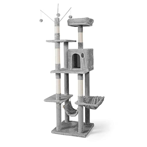 CAPHAUS 70-Inch Multi-Level Cat Tree with Hammock & Scratching Posts