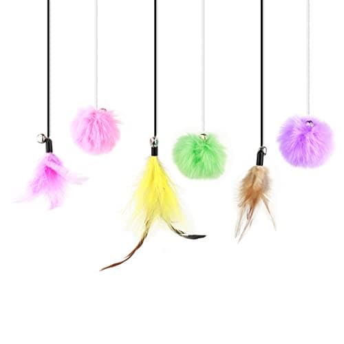 SHENGOCASE 10-Pack Hanging Feather Ball Toy for Cat Tree Towers