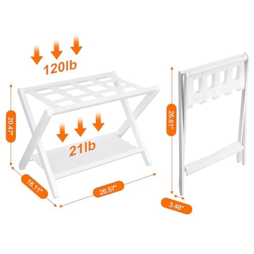 Heavy-Duty Folding Luggage Rack Set for Guest Room, Pack of 2