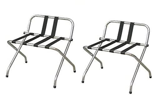 2 Pack Folding Chrome Stainless Steel Luggage Rack with Back Support