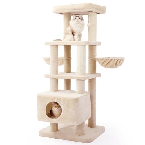 Gardner Pet 65" Grey Modern Cat Tree with Scratching Post — Beige