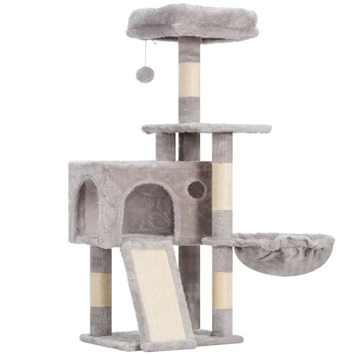 Smoky Gray Multi-Level Cat Tower with Scratching Board GCT005SG — Light gray