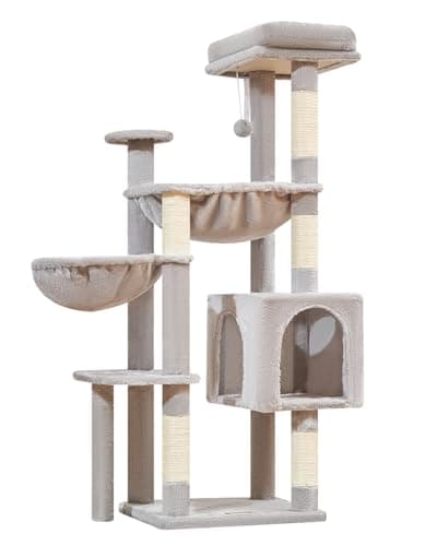 Smoky Gray Taoqimiao 39.4-Inch Cat Tree with 5 Scratching Posts & Plush Condo MS019G — Light Gray