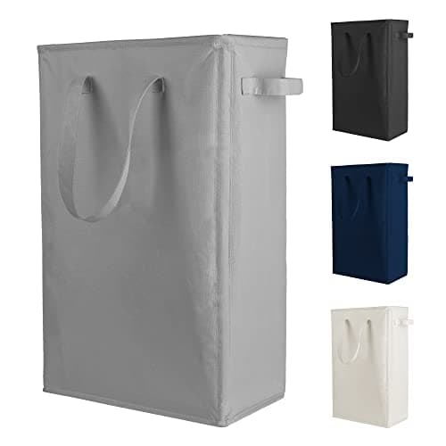 Odonata Slim Collapsible Laundry Hamper Beige 45L — Dark Grey