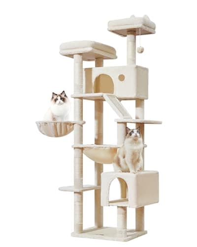 Taoqimiao 71-Inch Multi-Level Cat Tree for Large Indoor Cats — Beige