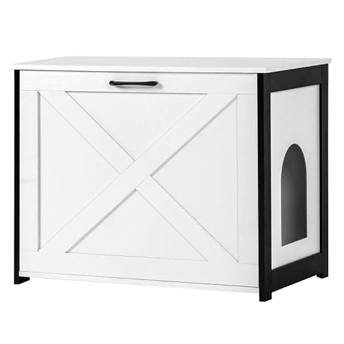 Dwanton Cat Litter Box Furniture with Reversible Entrance — White