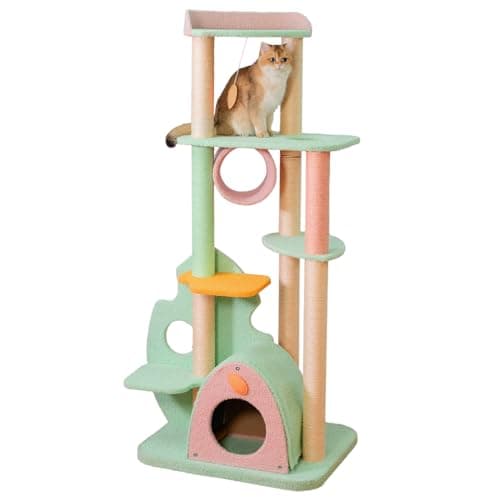 Happy & Polly Large Cat Tree - 57.1" Tall Cat Tower for Indoor Cats