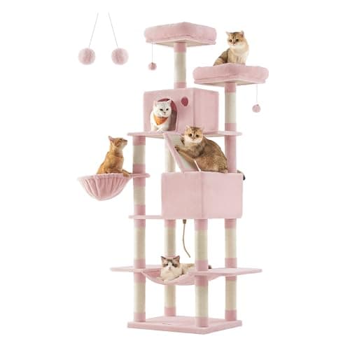 Feandrea Jelly Pink Cat Tree: 81.1-Inch Large Tower with 13 Scratching Posts UPCT190P01