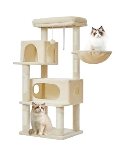 Taoqimiao Light Gray 38.2-Inch Cat Tree with Adjustable Baskets & Lux Perch MS029SW — Beige
