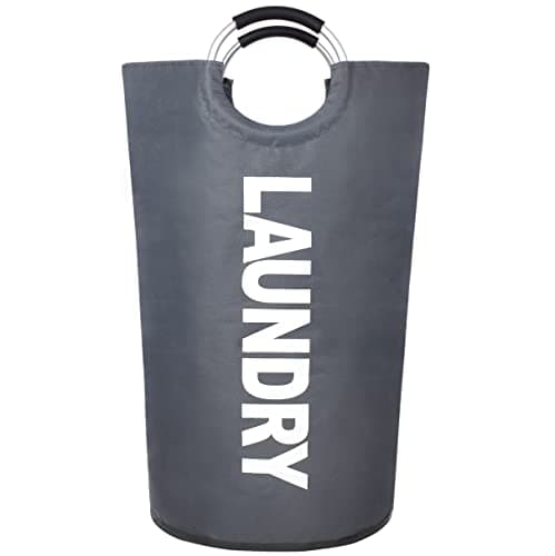 Twira 90L Large Laundry Basket, Collapsible & Waterproof, Padded Handles, Black — Dark Grey