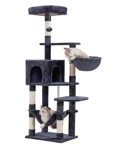 MPJ050W Large Hammock Cat Tree with Sisal Scratching Posts Light Gray — Smoky Gray