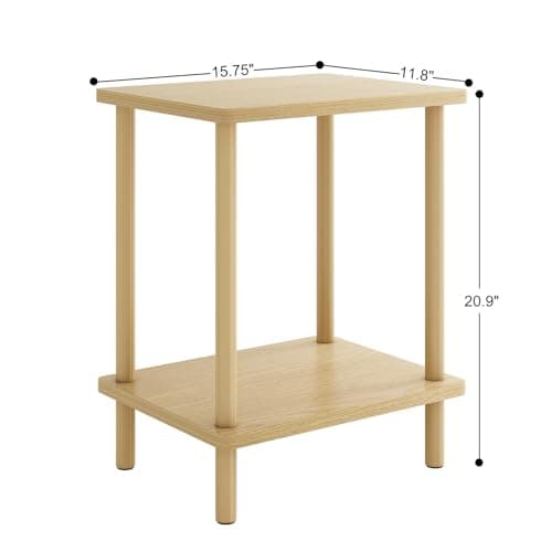 Fixwal Natural Wood End Table, No-Tool Assembly Living Room Nightstand