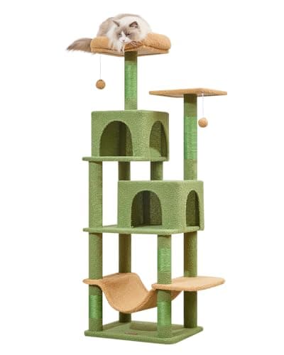 Jelly Pink Taoqimiao 61-Inch Multi-Level Cat Tree with 5 Scratching Posts — Cactus