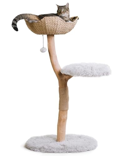 MAU LIFESTYLE Alpine White Wooden Cat Climbing Tree Tower — Bullet Gray
