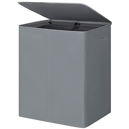WOWLIVE 154L Double Laundry Hamper with Lid, Black — Grey