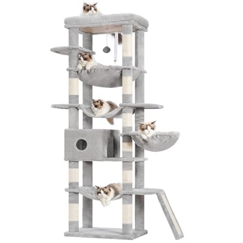 Smoky Gray Multi-Level Cat Tree for Indoor Cats MPJ037G — Light Gray