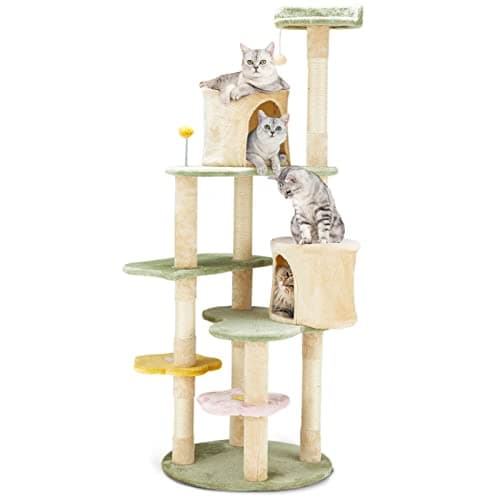 Erinnyees Flower Cats Tree Tower, 63" Multi-Level ScratchProof Playhouse