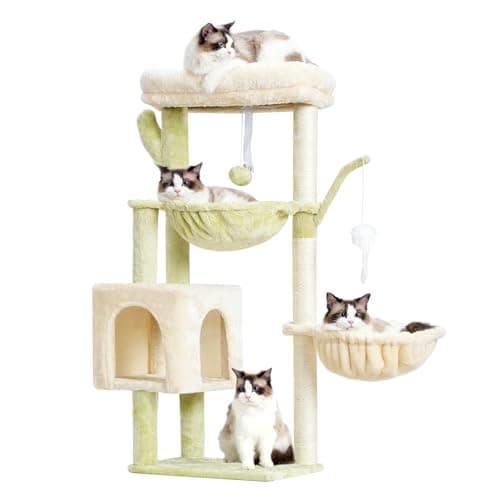 Gothic Halloween Cat Tower for Indoor Cats — Green and Beige