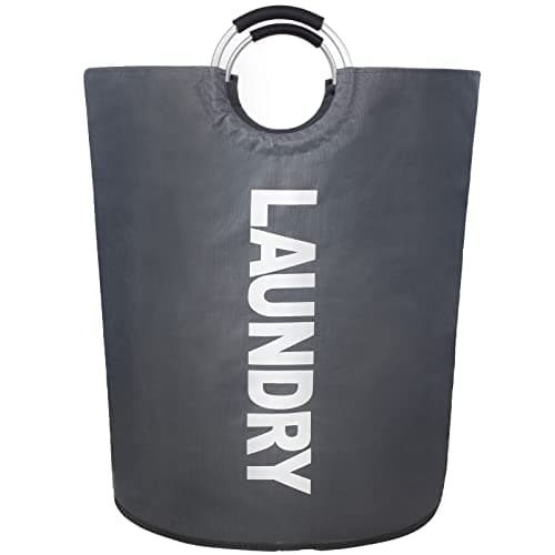 Twira 90L Large Laundry Basket, Collapsible & Waterproof, Padded Handles, Black — Dark Grey/160L