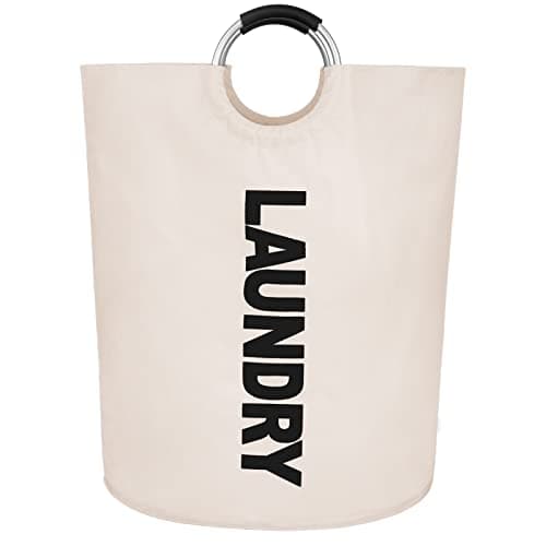 Twira 90L Large Laundry Basket, Collapsible & Waterproof, Padded Handles, Black — Beige/160L