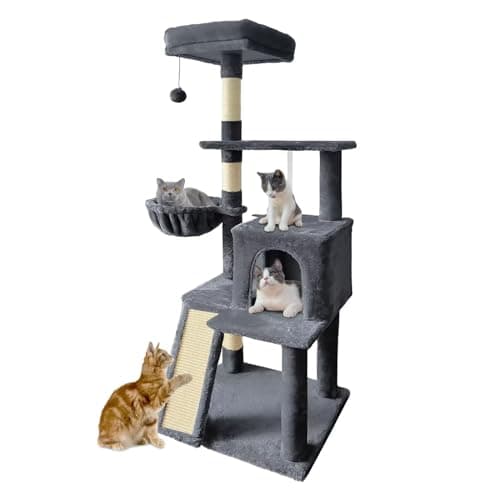 70" Multi-Level Cat Tree Tower with Sisal Scratching Post (Green) — B-Dark Gray
