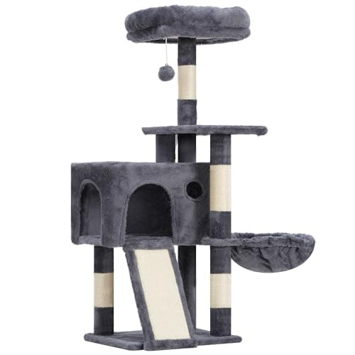 Smoky Gray Multi-Level Cat Tower with Scratching Board GCT005SG — Smoky gray
