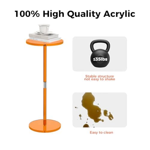 Acrylic Clear Side Table for Small Spaces, Easy Assembly Living Roomecess Office