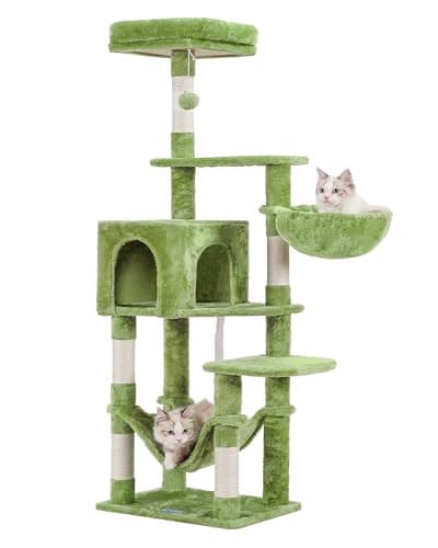 MPJ050W Large Hammock Cat Tree with Sisal Scratching Posts Light Gray — Green