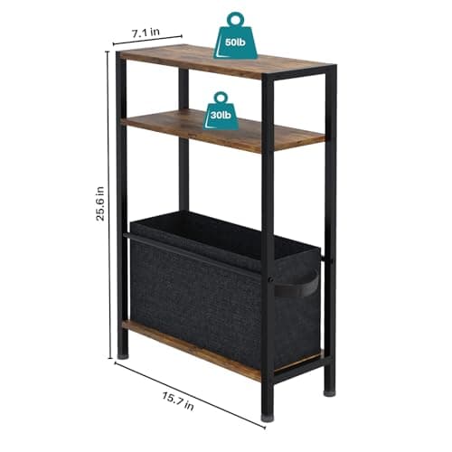 Vintage Brown Thin End Table with Drawer for Small Spaces