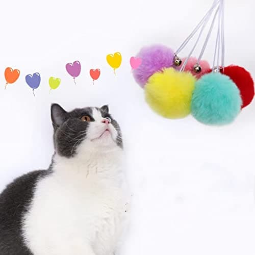 SHENGOCASE 10-Pack Hanging Feather Ball Toy for Cat Tree Towers