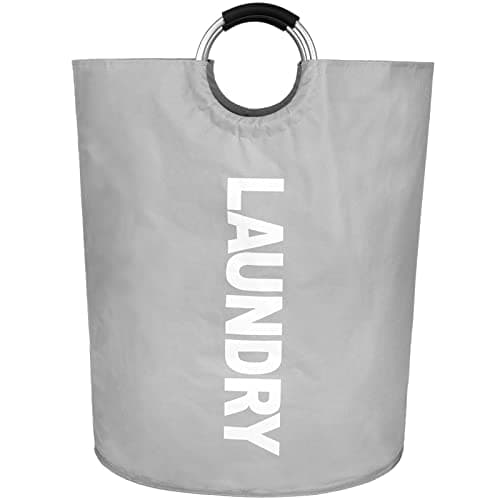 Twira 90L Large Laundry Basket, Collapsible & Waterproof, Padded Handles, Black — Light Grey/160L