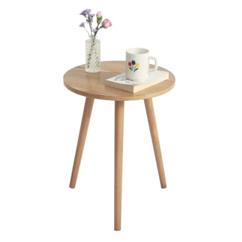 Awaseen Solid Wood Brown Living Room Side Table — Natural Walnut