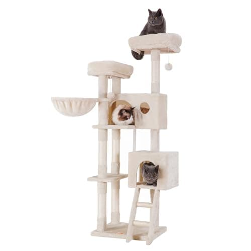 Heybly Multi-Level Cat Furniture Condo for Indoor Cats Smoky Gray HCT014G  
Heybly Cozy Cat Tower with Scratching Board for Indoor Cats Smoky Gray HCT014G  
Heybly Padded Plush Perch Cat Tree for Indoor Cats Smoky Gray HCT014G — Beige
