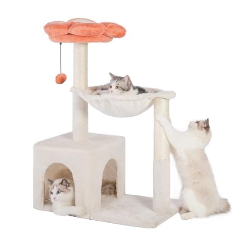 PINK 36" Cat Tree with Hammock & Scratching Post — Beige