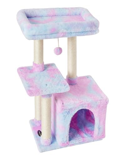 Beige Sisal Cat Tree withJump Platform and Scratching Posts — Rainbow