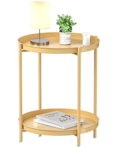 EKNITEY Waterproof Folding End Table for Living Room and Office — Gold