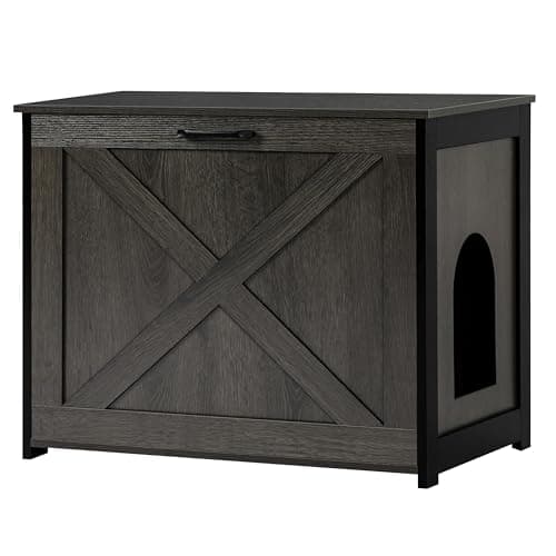 Dwanton Cat Litter Box Furniture with Reversible Entrance — Dark Grey